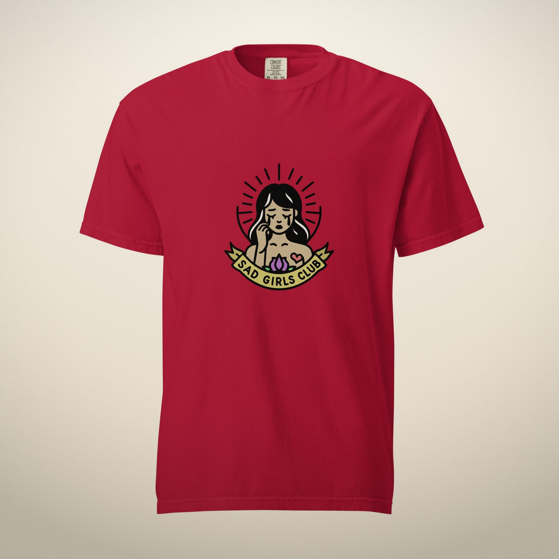 Sad Girls Club T-Shirt (Dawn and Dusk Edition) in red, front, alternate view